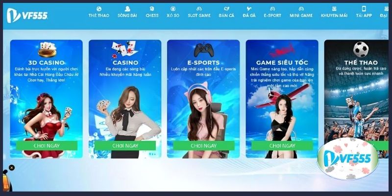 Sản phẩm cá cược tại VF555 đạt tiêu chuẩn cao